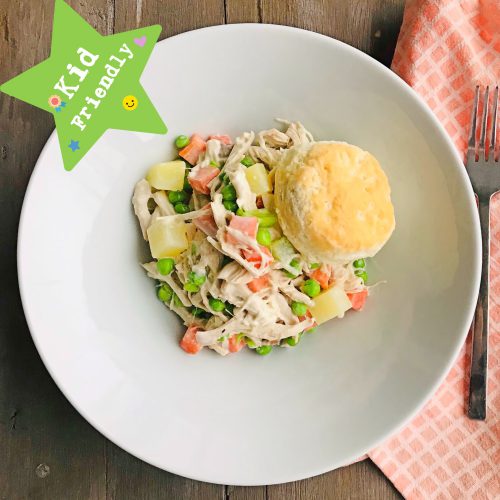 Chicken pot pie with biscuit