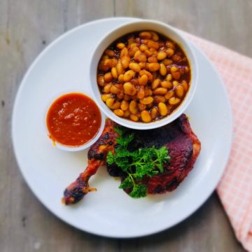 BBQ chicken and baked bean